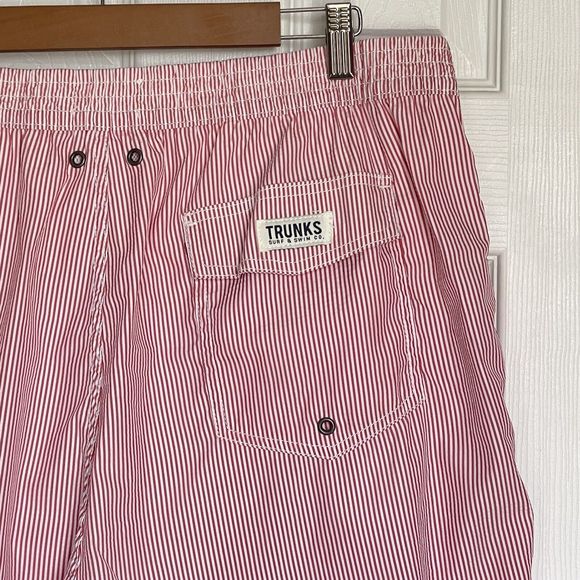 Trunks Surf Swim Co Mens XXL Red White Striped Seersucker Swim Board Shorts - Picture 6 of 16